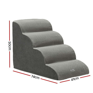 Dog Ramp Steps | Foam 4 Tier Pet Stairs for Bed Sofa Car