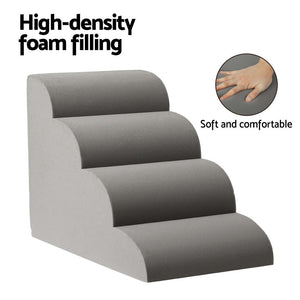 Dog Ramp Steps | Foam 4 Tier Pet Stairs for Bed Sofa Car