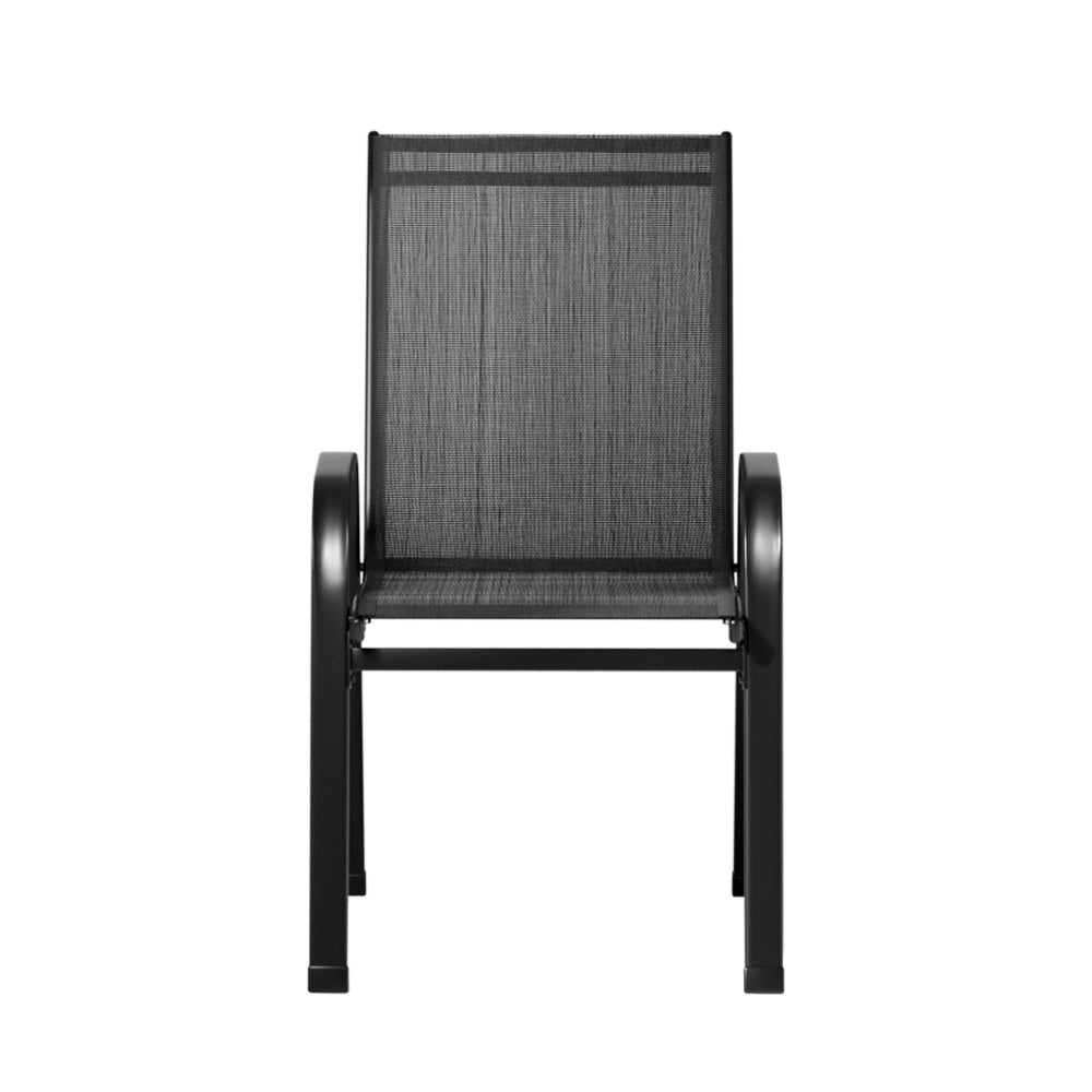 Gardeon Outdoor Chairs | 6PCS | Stackable Patio Lounge | Black