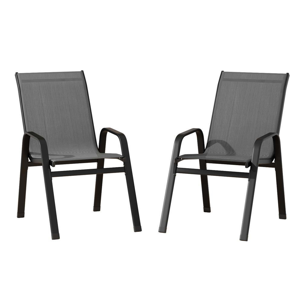 Gardeon Outdoor Dining Chairs | 2PC Stackable Lounge | Patio Furniture | Grey