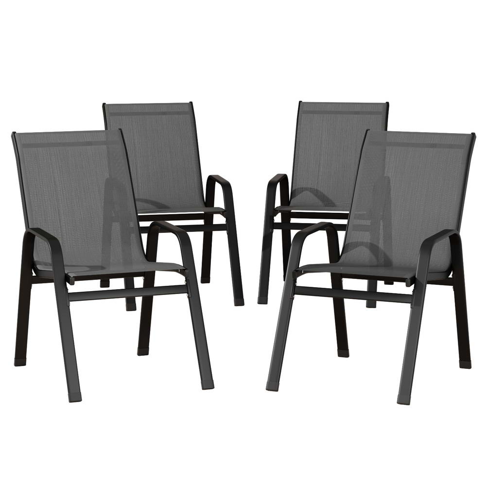 Gardeon Outdoor Dining Chairs | 4PC Stackable Lounge | Patio Furniture | Grey