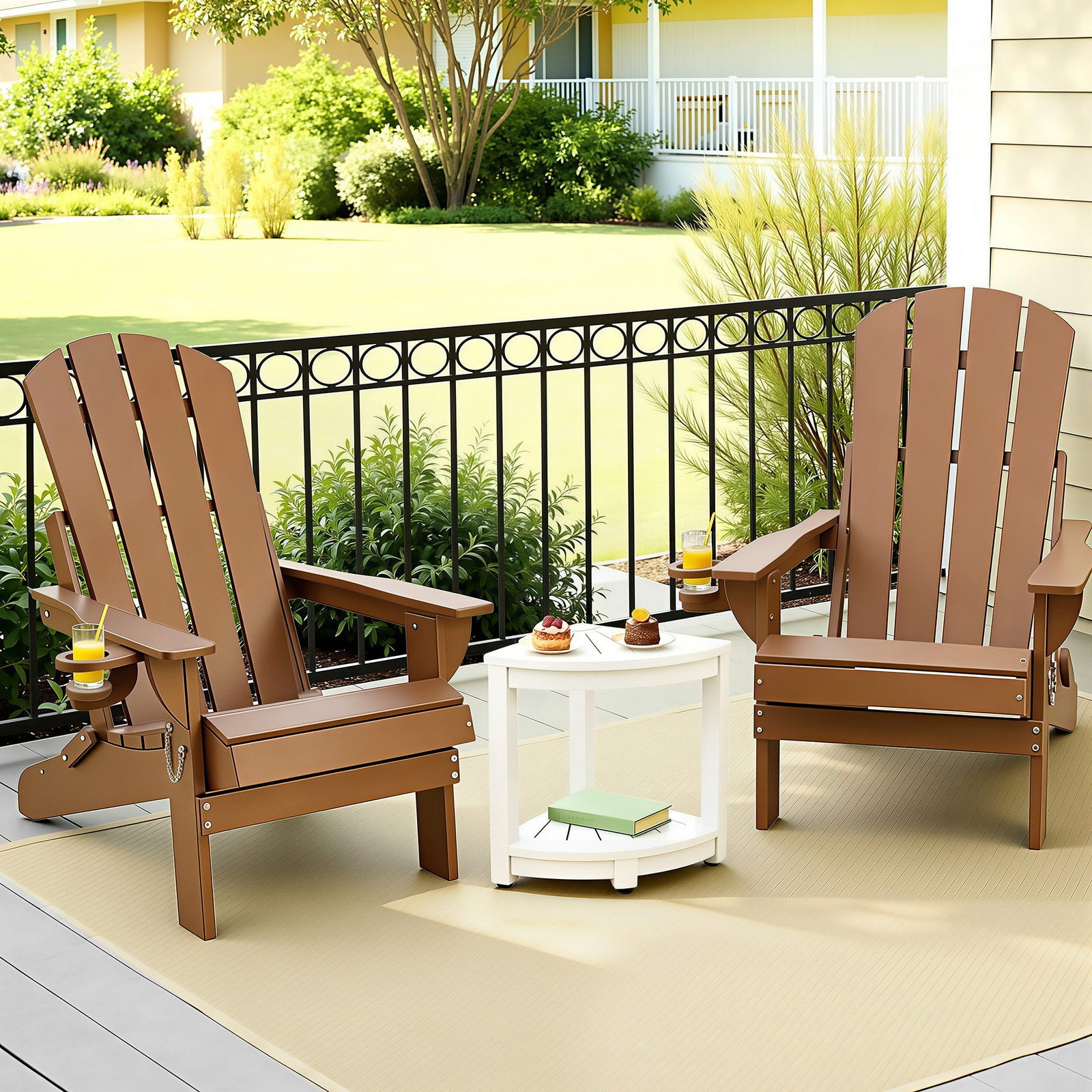 Outdoor Table & Chairs Set | HDPE Folding Adirondack Patio Furniture