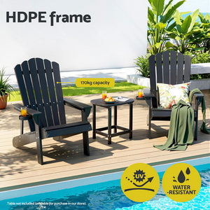 Adirondack Outdoor Chairs | HDPE Beach Patio Furniture | Black