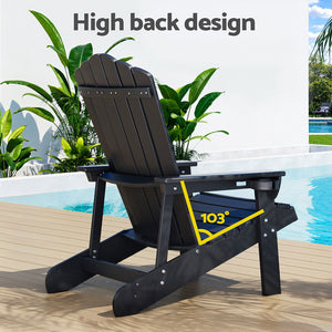 Adirondack Outdoor Chairs | HDPE Beach Patio Furniture | Black
