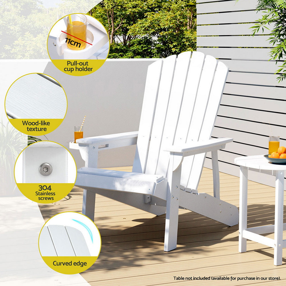 Adirondack Outdoor Chairs | HDPE Beach Patio Furniture | White