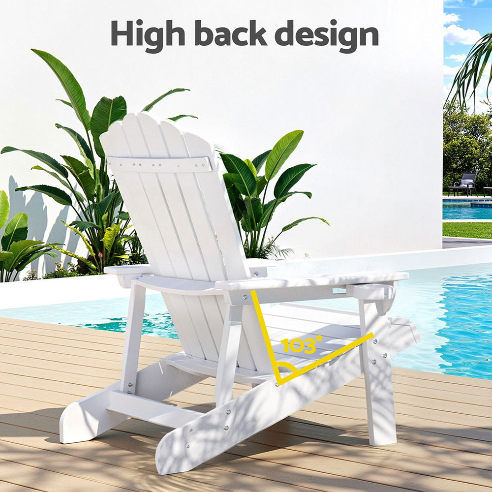 Adirondack Outdoor Chairs | HDPE Beach Patio Furniture | White
