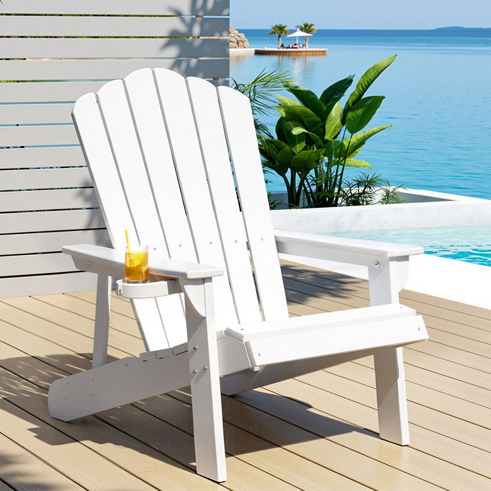 Adirondack Outdoor Chairs | HDPE Beach Patio Furniture | White