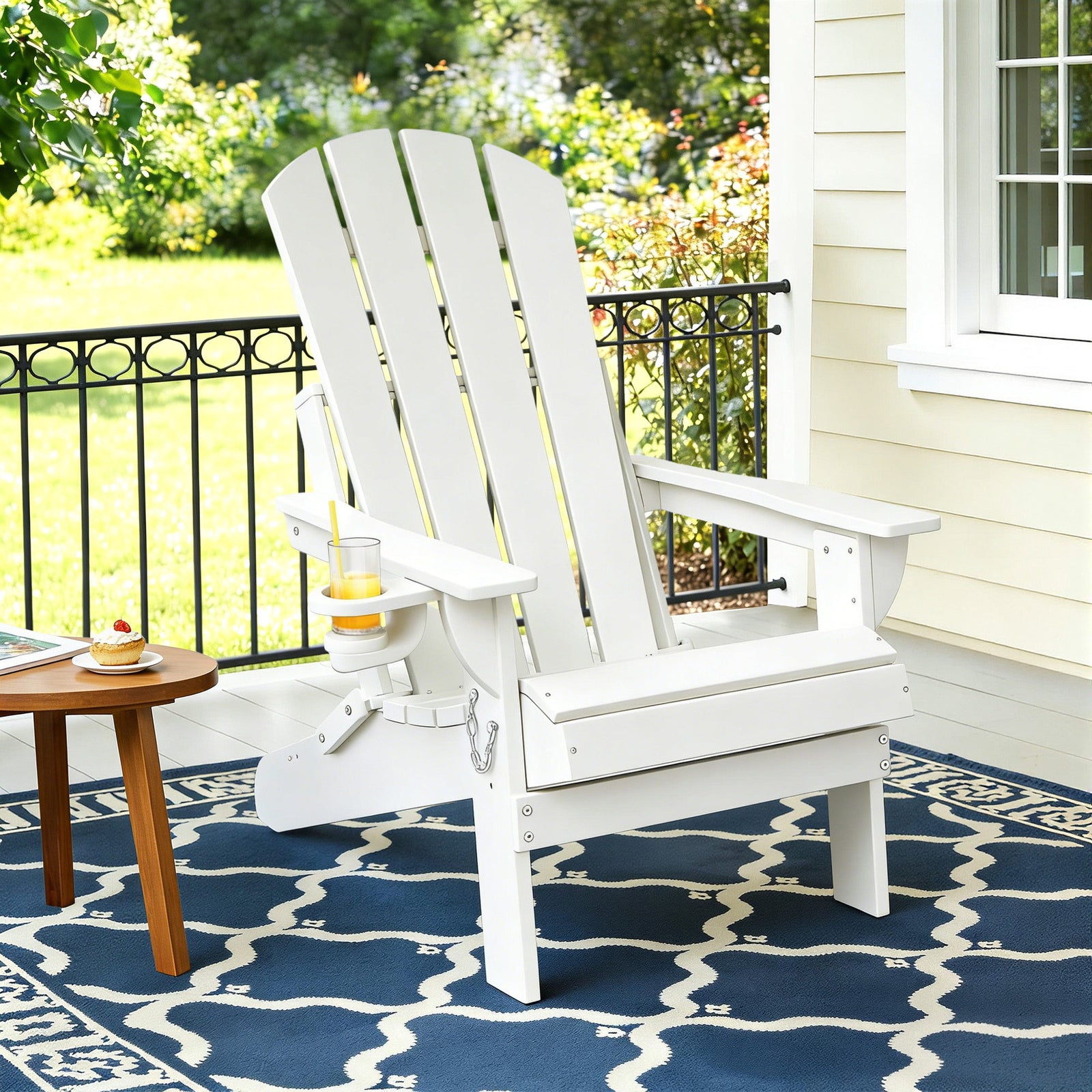 Folding Adirondack Chair | HDPE Outdoor Beach Chair | White