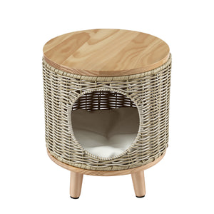 Gardeon Coffee Side Table Wicker Steel Desk Pet Bed Storage Outdoor Furniture