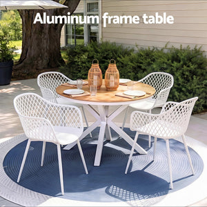 Gardeon 5PCS Outdoor Dining Set Table and Chairs Patio Garden Furniture Diamond