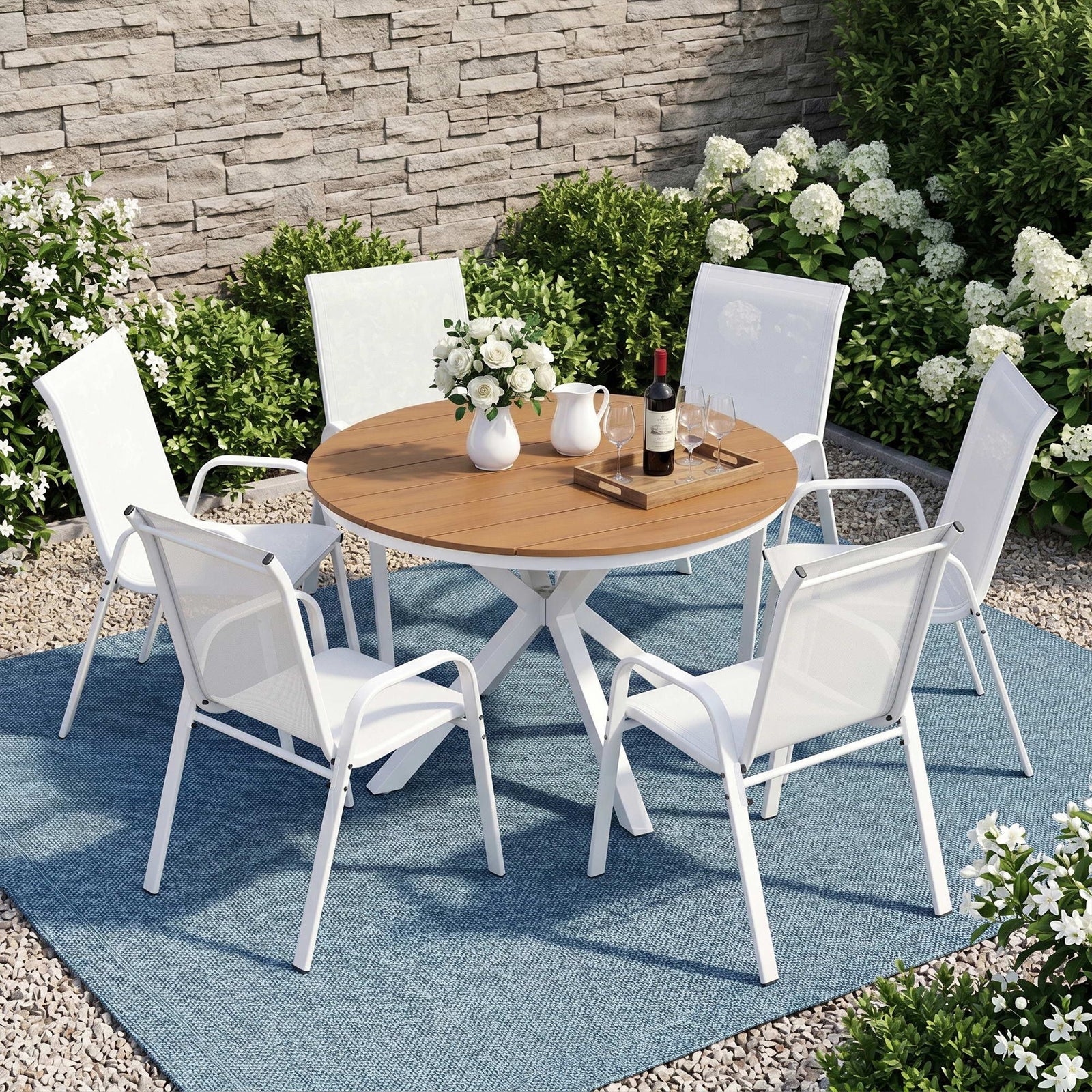 Outdoor Dining Set | 7 Piece Steel Table & Chairs