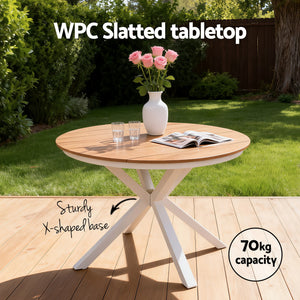 Gardeon Outdoor Dining Table 108CM Aluminum Frame WPC Top Desk Patio Furniture
