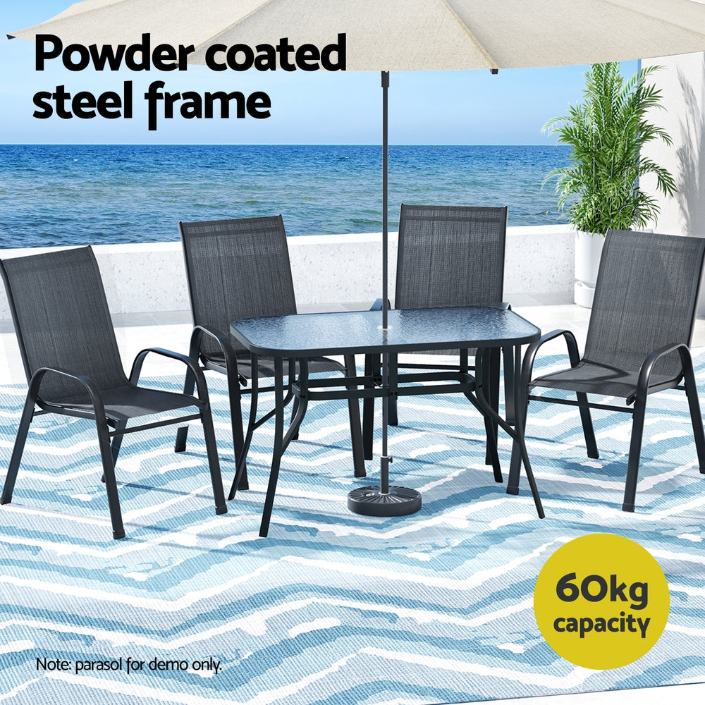 Dining Set 5PC | Outdoor Garden Table & Chairs Bistro Setting | Black Finish