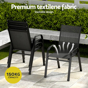 Dining Set 5PC | Outdoor Garden Table & Chairs Bistro Setting | Black Finish