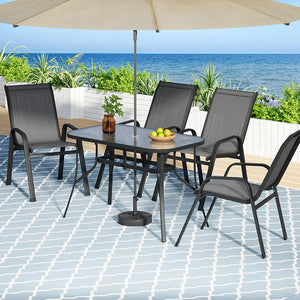 Dining Set 5PC | Outdoor Garden Table & Chairs Bistro Setting | Grey Finish