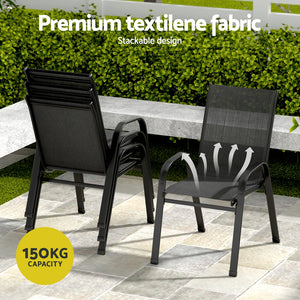 Dining Set 7PC | Outdoor Garden Table & Chairs Bistro Setting | Black Finish