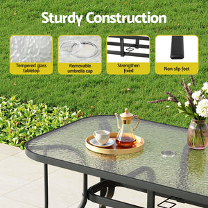 Dining Set 7PC | Outdoor Garden Table & Chairs Bistro Setting | Grey Finish