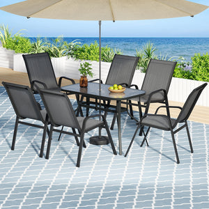 Dining Set 7PC | Outdoor Garden Table & Chairs Bistro Setting | Grey Finish