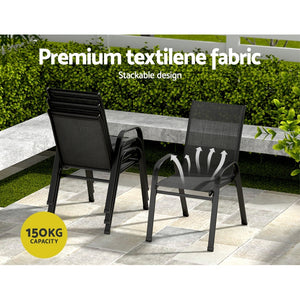 Outdoor Dining Set 5PC | Table & Chairs Patio Bistro Furniture | Garden Black Finish