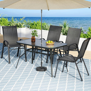 Outdoor Dining Set 5PC | Table & Chairs Patio Bistro Furniture | Garden Black Finish