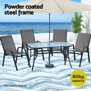 Outdoor Dining Set 5PC | Table & Chairs Patio Bistro Furniture | Garden Grey Finish