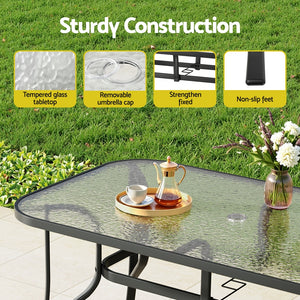 Outdoor Dining Set 5PC | Table & Chairs Patio Bistro Furniture | Garden Grey Finish