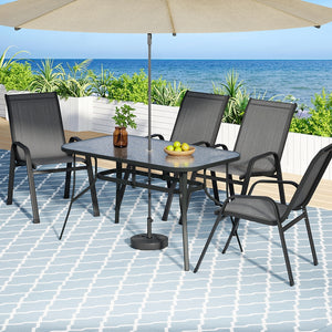 Outdoor Dining Set 5PC | Table & Chairs Patio Bistro Furniture | Garden Grey Finish
