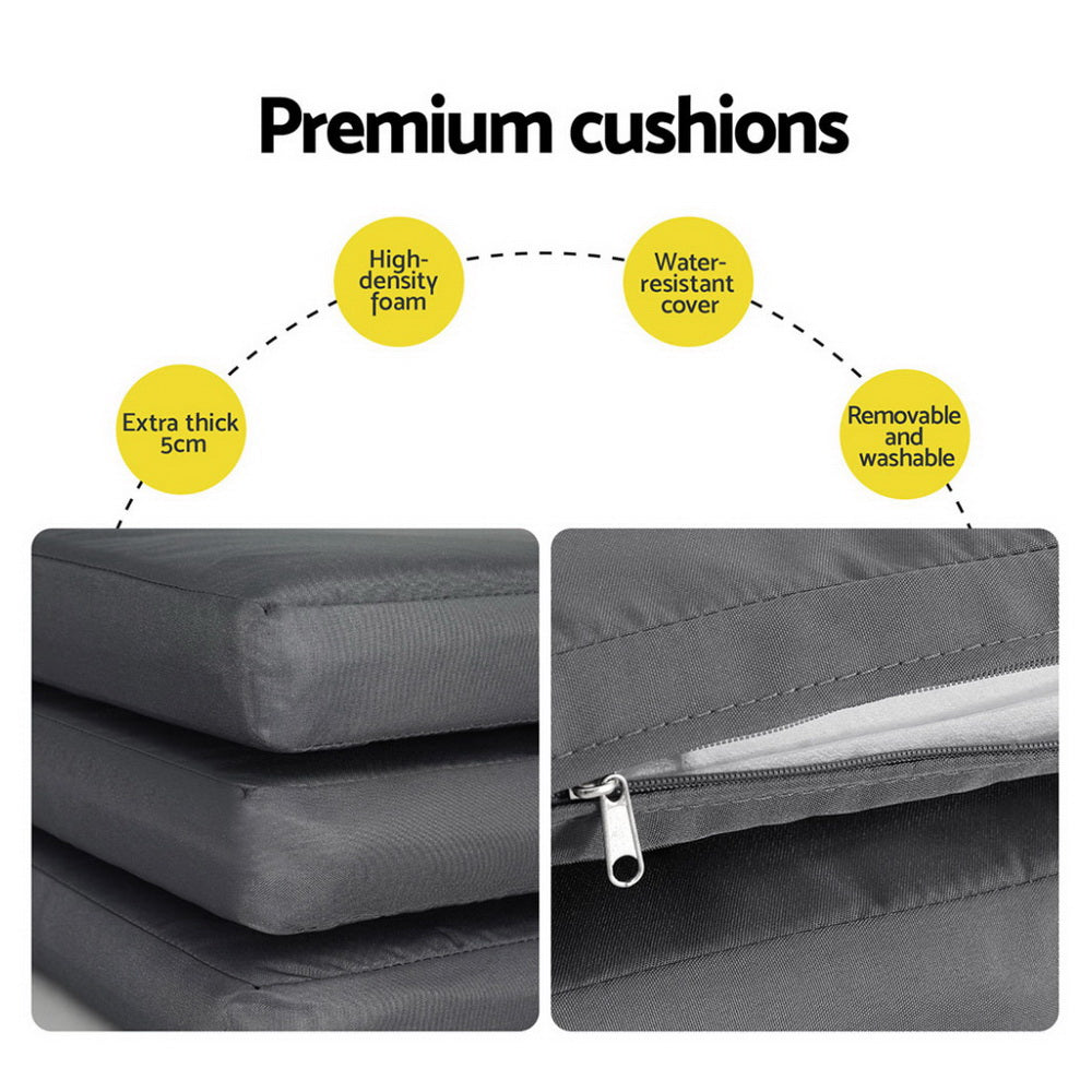 Gardeon Outdoor Dining Set | 5PCS | Aluminium Extendable Table + Chairs | White