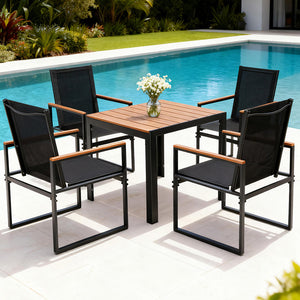 Outdoor Dining Set 5pc | Table + 4 Chairs | Patio Garden Bistro
