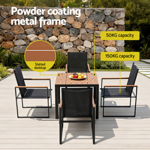 Outdoor Dining Set 5pc | Table + 4 Chairs | Patio Garden Bistro