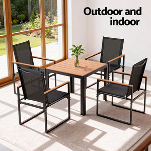 Outdoor Dining Set 5pc | Table + 4 Chairs | Patio Garden Bistro
