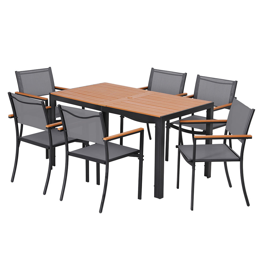 Outdoor Dining Set 7pc | Table + Chairs | Patio Garden Bistro