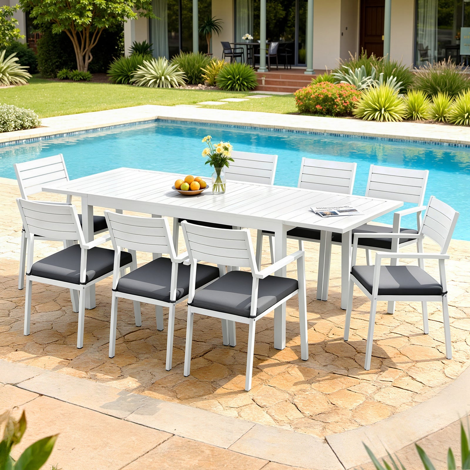 Outdoor Dining Set | 9 Piece Extendable Table & Chairs