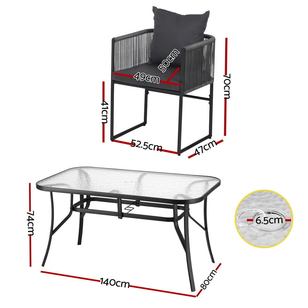 Outdoor Dining Set 5pc | Table & Chairs | Patio Bistro | Black (Set B)