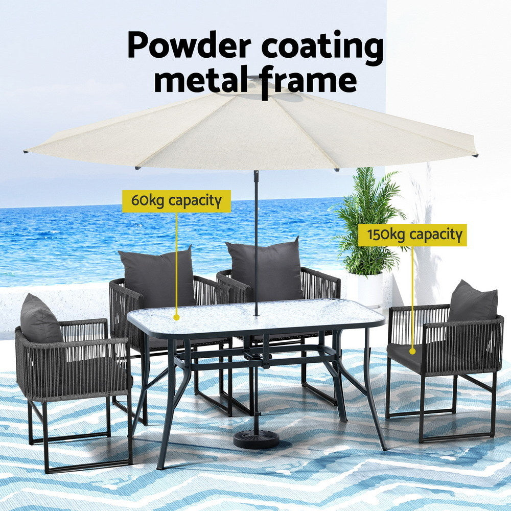 Outdoor Dining Set 5pc | Table & Chairs | Patio Bistro | Black (Set B)