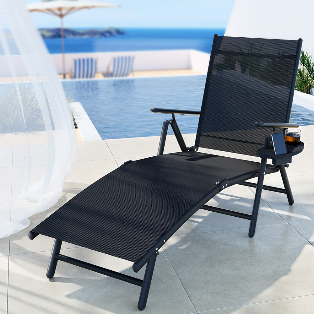 Sun Lounge | Outdoor Lounger | Aluminium Folding Beach Chair | Camping Patio