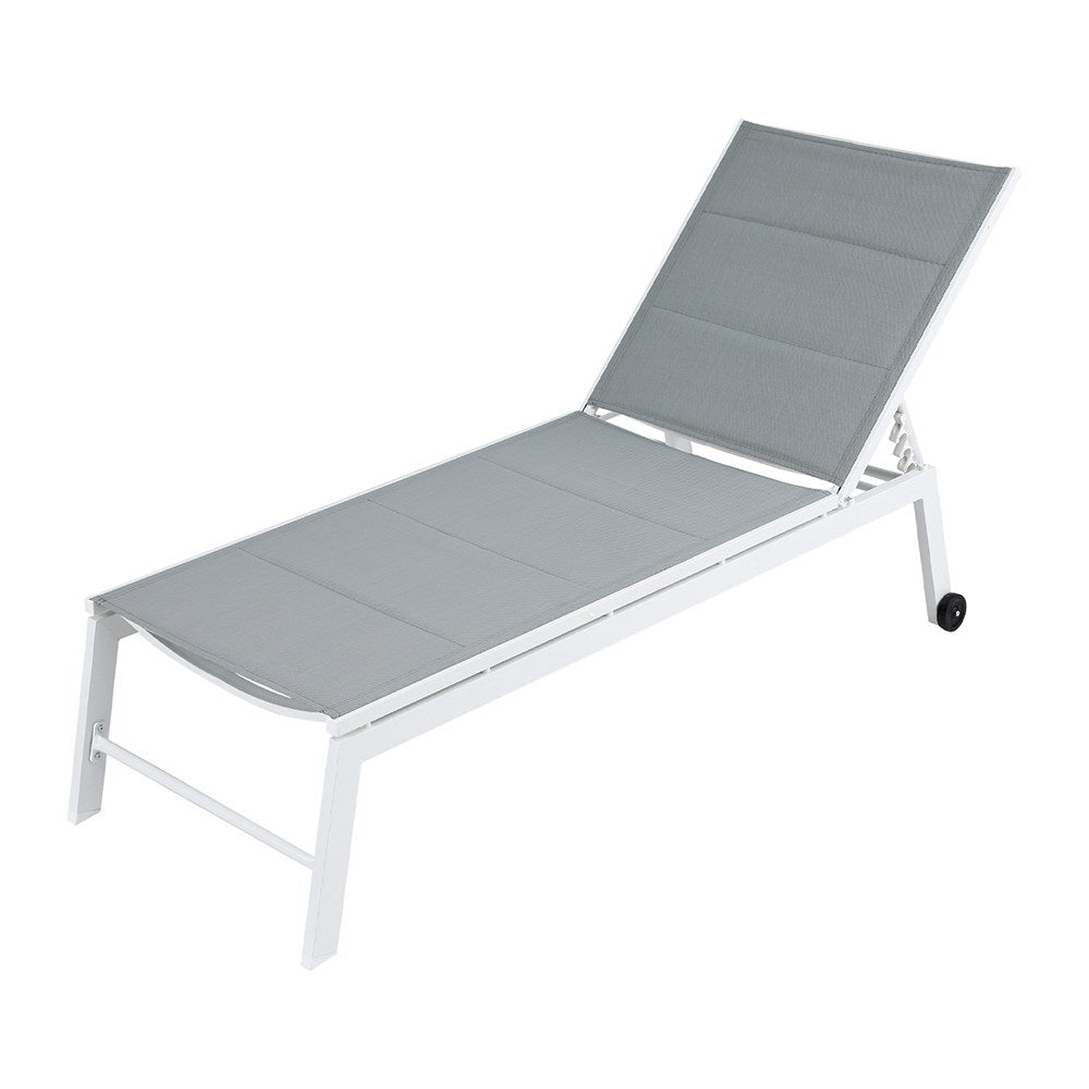 Sun Lounger | Chaise Lounge with Wheels | White