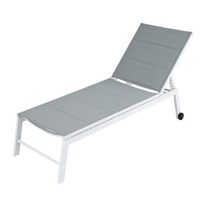 Sun Lounger | Chaise Lounge with Wheels | White