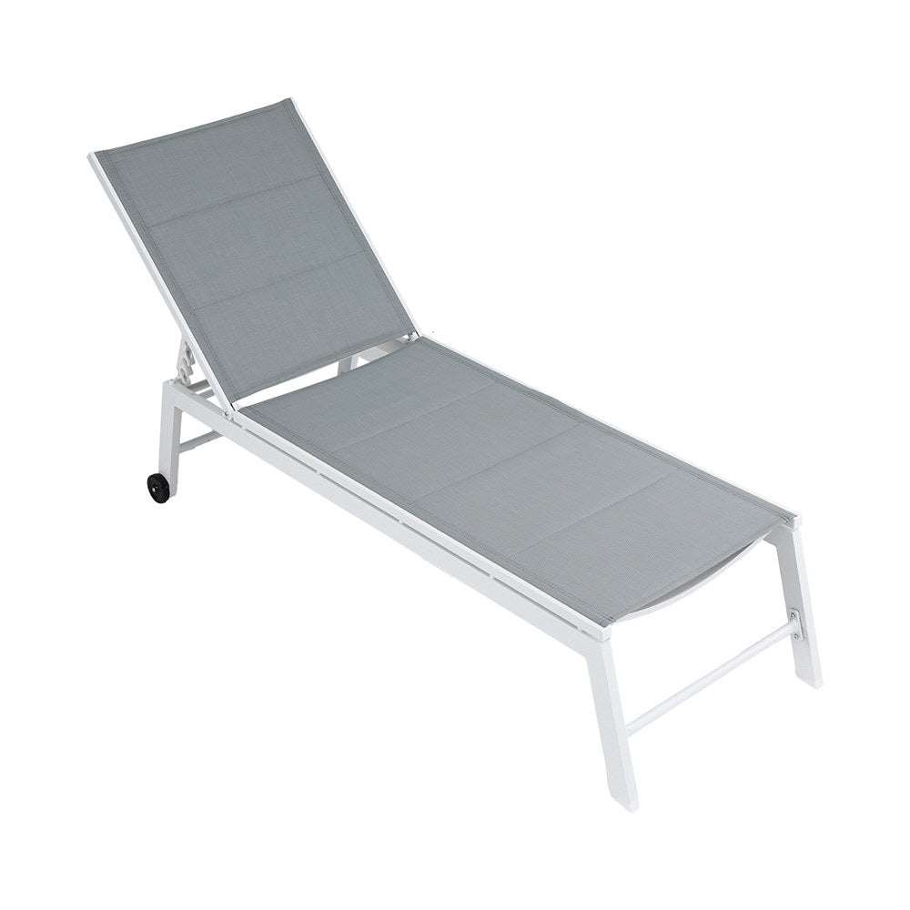 Sun Lounger | Chaise Lounge with Wheels | White