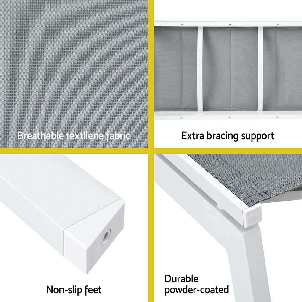 Sun Lounger | Chaise Lounge with Wheels | White