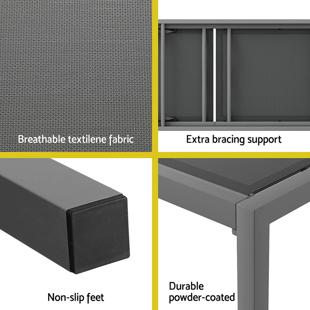 Sun Lounge | Outdoor Lounger | Aluminium Folding Beach Chair | Wheels | Patio