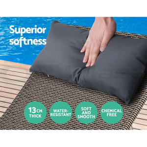 2x Sun Lounge | Wicker Lounger | Outdoor Furniture | Beach Armchair | Adjustable | Grey & Beige