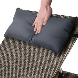 2x Sun Lounge | Wicker Lounger | Outdoor Furniture | Beach Armchair | Adjustable | Grey & Beige