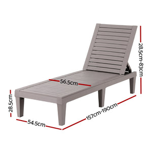 Gardeon Sun Lounge Recliner | Patio Outdoor Furniture | Lightweight | Grey