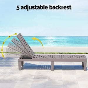 Gardeon Sun Lounge Recliner | Patio Outdoor Furniture | Lightweight | Grey