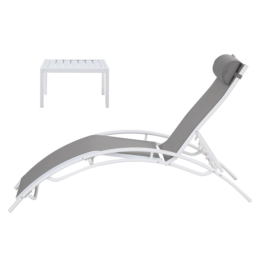 Gardeon Sun Lounge Set | 3PC Outdoor Lounger | Steel Patio Furniture