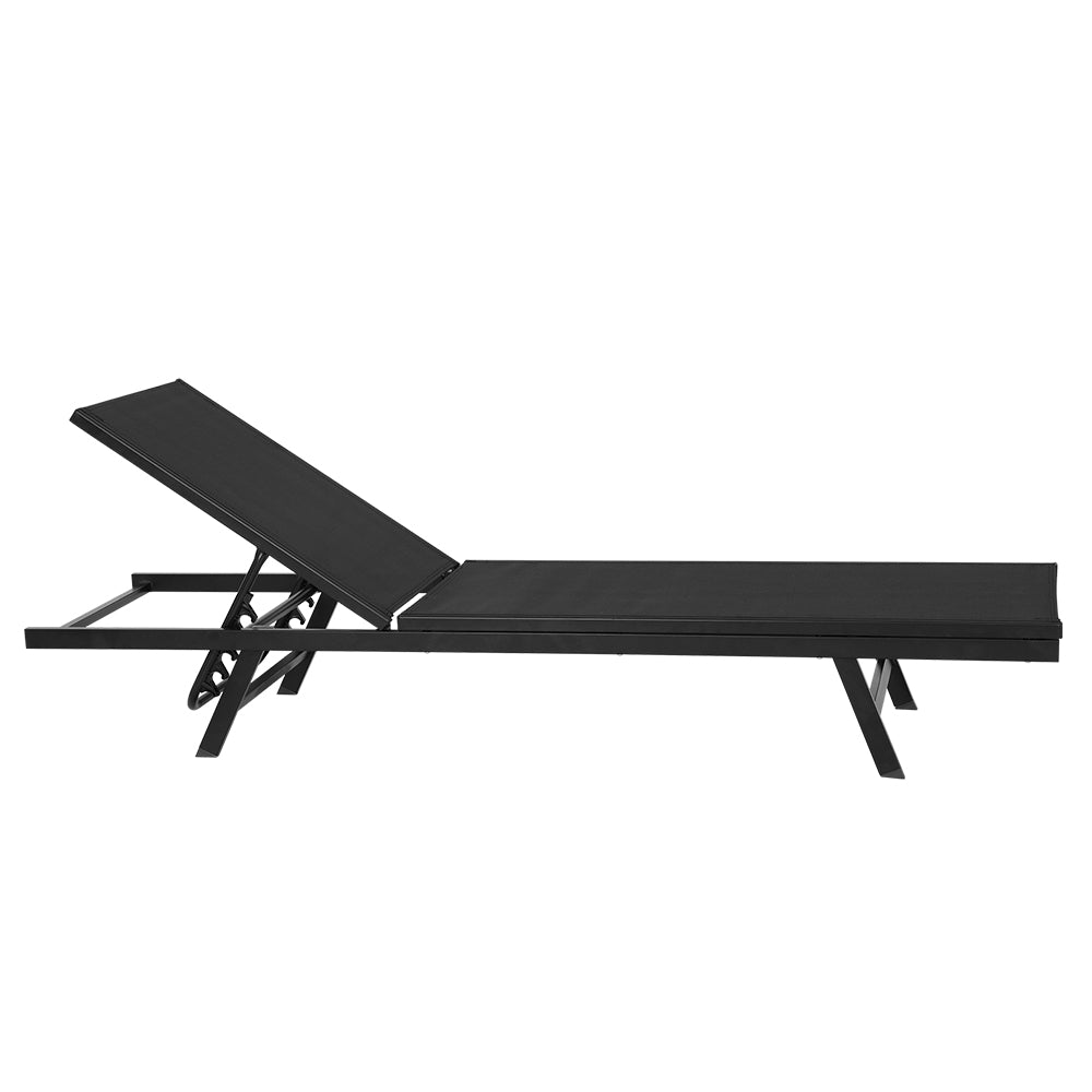Sun Lounge | Outdoor Lounger | Steel Beach Chair | Patio Furniture | Black