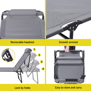 Sun Lounger | Folding Beach Lounge Chair | Patio Outdoor Furniture