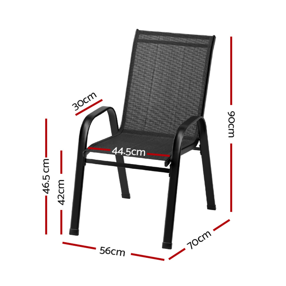6PC Outdoor Dining Chairs | Stackable Lounge Chair | Patio Furniture | Black