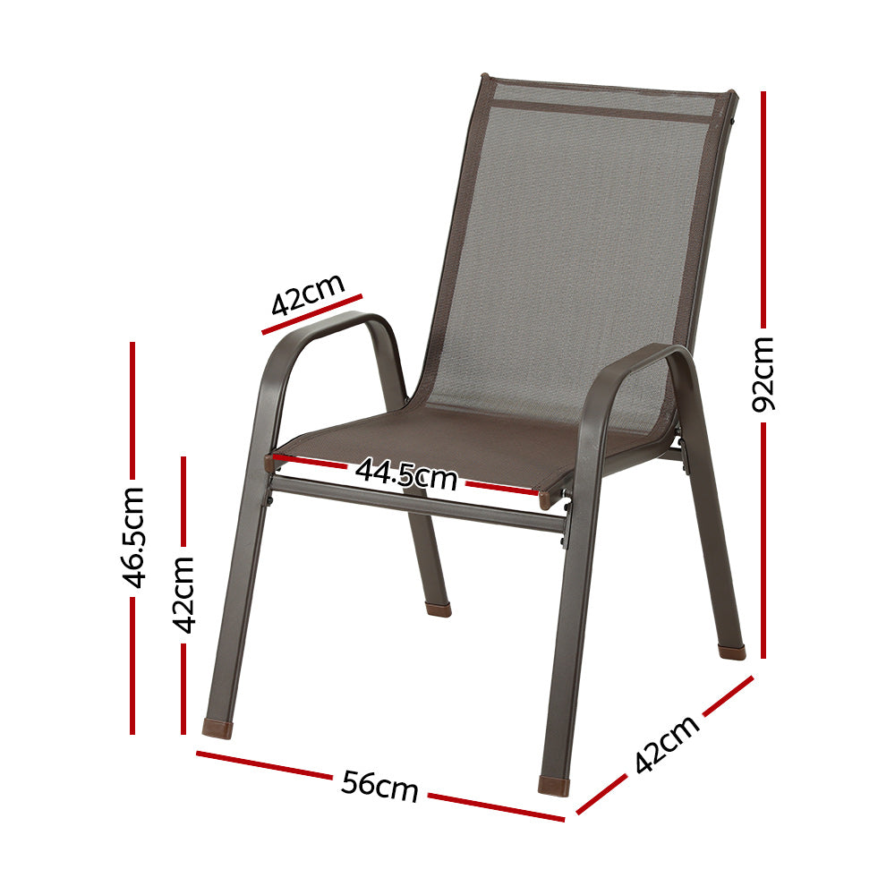 6PC Outdoor Dining Chairs | Stackable Lounge Chair | Patio Furniture | Brown
